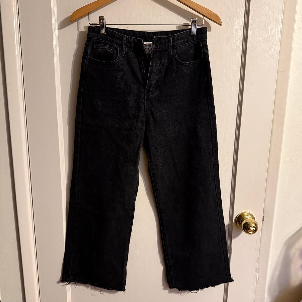 PRINCESS POLLY Black Cropped Wide-Leg Jeans